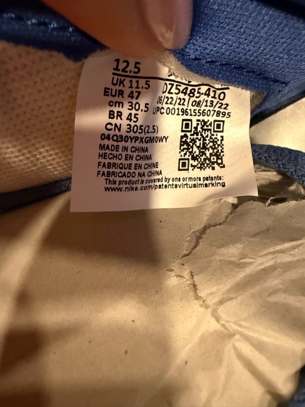 Nike Air Jordan 1 Retro High OG True Blue Men's size 12.5 - Picture 5 of 10